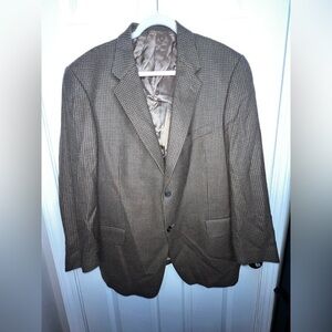 Vtg Joseph Abboud Men’s 44 Reg Brown Houndstooth Wool Sport Coat Suit Jacket 44R